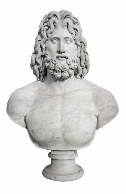 Ancient bust of the greek god Zeus clipart