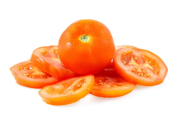 Red tomato and slices — Stock Photo, Image