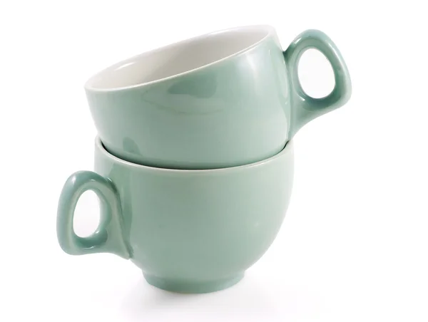 Stapel voor twee groene koffie cups — Stockfoto
