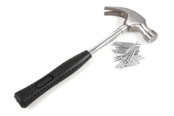 Hammer and nails on a white background — Stock Photo, Image