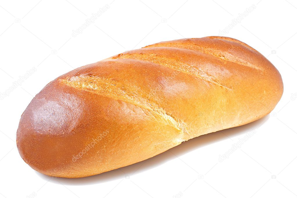 Bread baguette in a white background