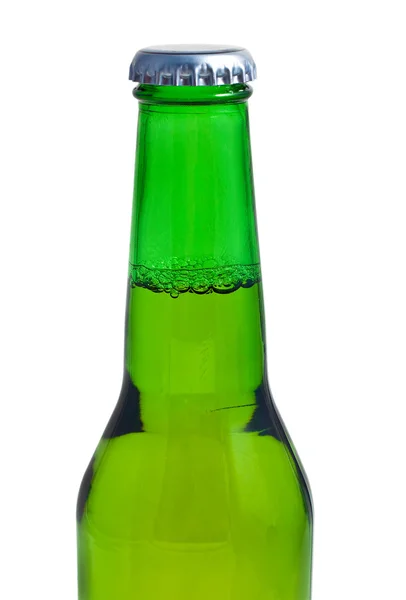 Haut d'une bouteille de bière verte — Photo