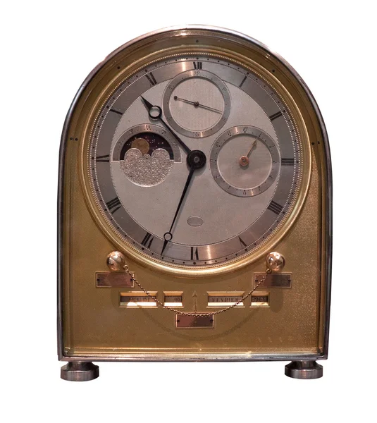 白で隔離される古いゴールデン置時計 — ストック写真