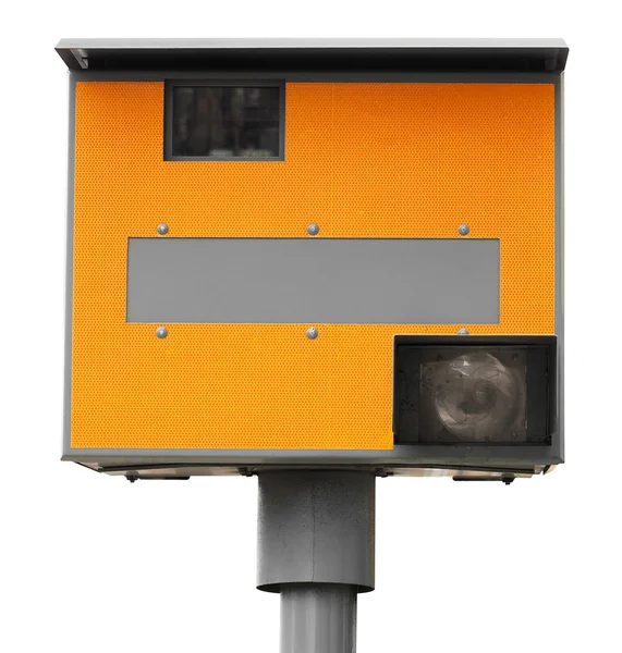 Câmera de velocidade de tráfego amarelo — Fotografia de Stock