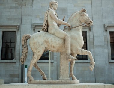 Statue of at warrior riding a horse clipart