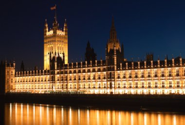 The Houses of Parliament at night clipart