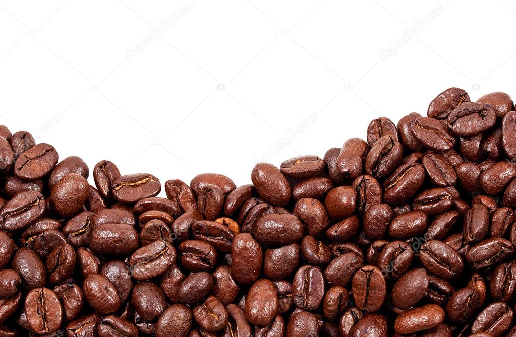 Roasted coffee beans with copy space