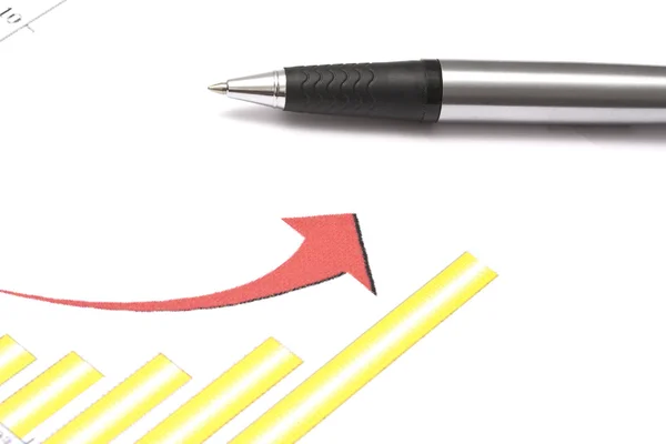 Business graph and a pen — Stock Photo, Image