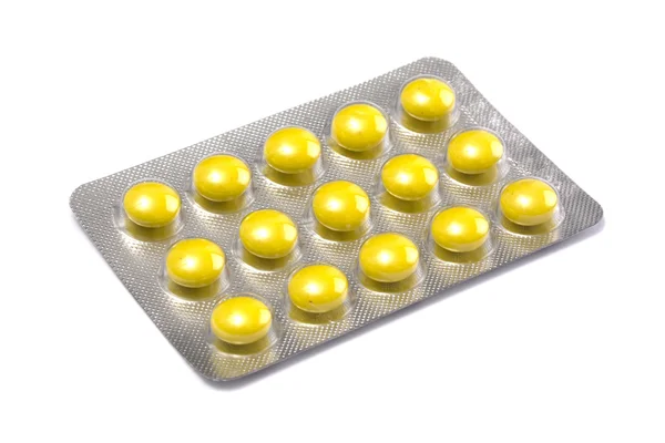 Pacote de Comprimidos Amarelos — Fotografia de Stock