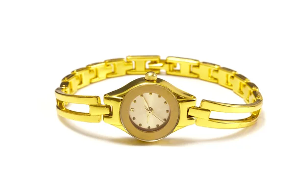 Woman gold wrist watch — Stock Photo, Image