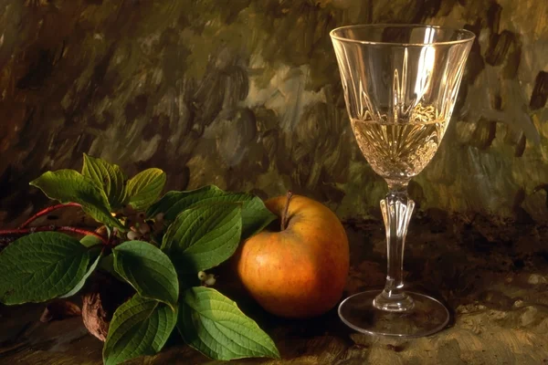 白葡萄酒和苹果 — 图库照片