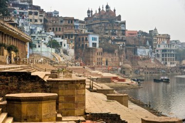 Varanasi (Benares) in a foggy day. clipart