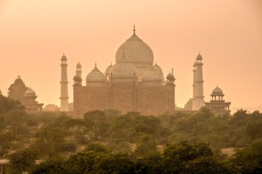 gün batımında, agra, uttar pradesh, Hindistan Taj mahal.