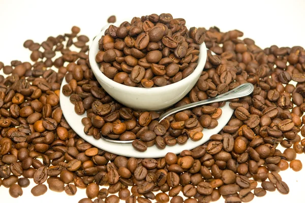 Kaffekopp med kaffebönor. — Stockfoto