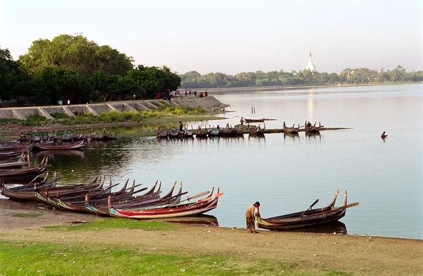 stock image View from Amarapura bridge, near Mandalay, Myanm