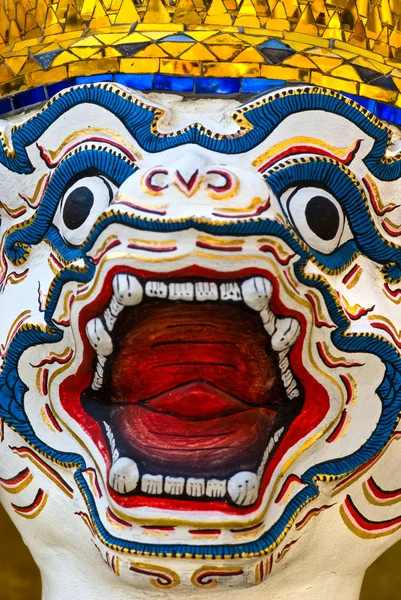 Warrior face at Wat Phra Kaeo Temple, Thailand. — Stock Photo, Image