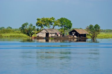 Tipical House boat, Cambodia. clipart