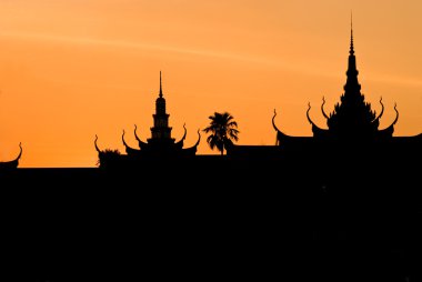 royal palae, pnom penh, Kamboçya silüeti.