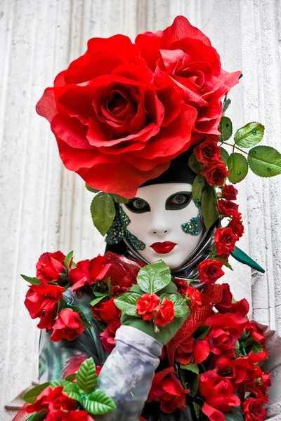 Máscara de Rosa, Veneza, Carnaval 2008 . — Fotografia de Stock