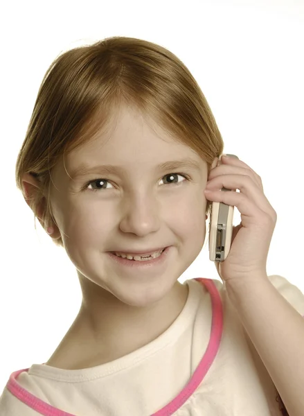 Jeune fille parlant sur téléphone portable — Photo