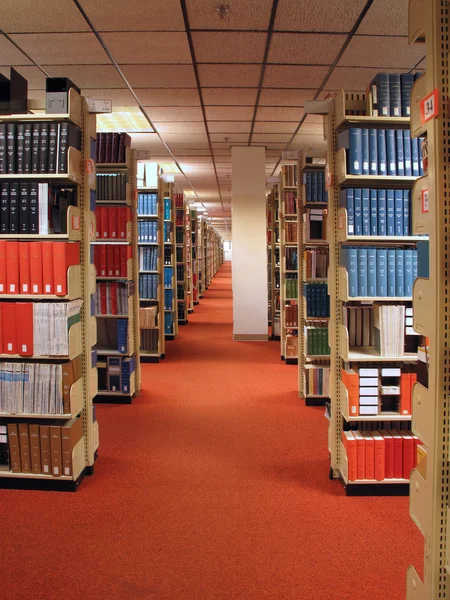 Wiersze książek w bibliotece — Zdjęcie stockowe