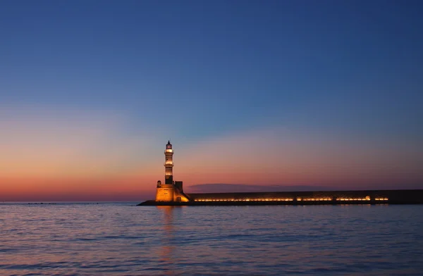Hania lighthouse at dusk — Stock Photo, Image