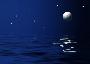 Moonlight at sea clipart