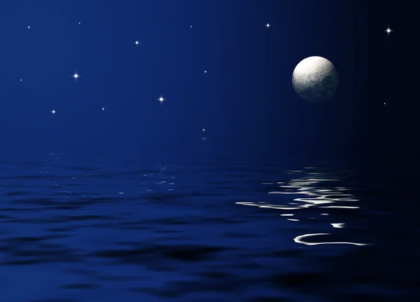 Chiaro di luna in mare Foto Stock Royalty Free