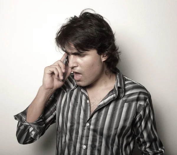 Angry man on the phone — Stock Photo, Image