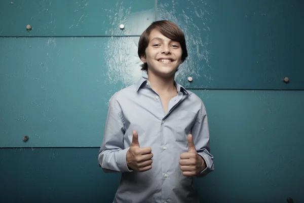 Young boy with two thumbs up — Stock Photo, Image