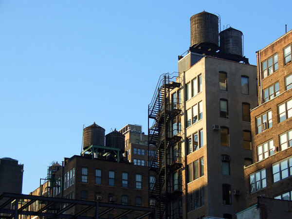 Rooftop water tanks, Manhattan, New York