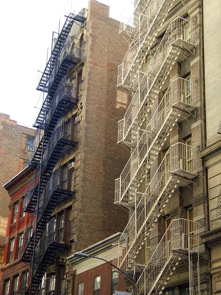 Fire escape létrák, manhattan, new York-i — Stock Fotó