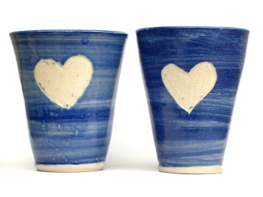 Blue love mugs clipart