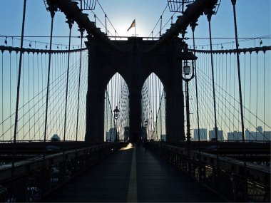 Brooklyn bridge in shadow, New York clipart