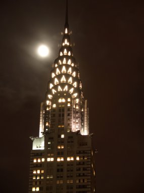 Chrysler Building top by night clipart