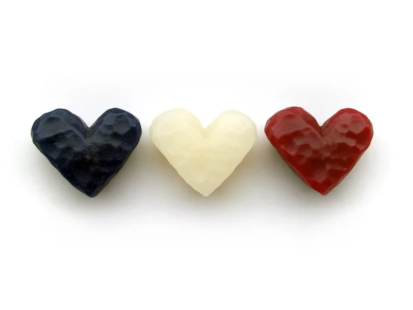 Três corações de cera — Fotografia de Stock