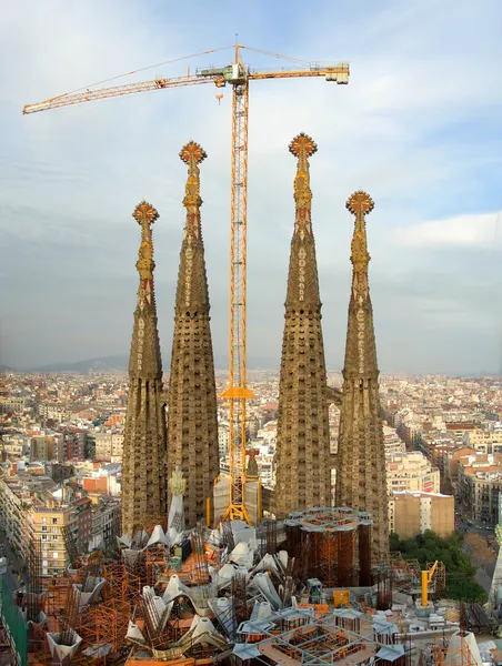 Stavba chrámu sagrada familia, barcelona — Stock fotografie