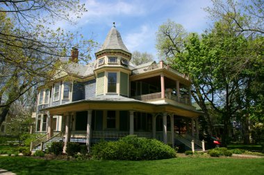 Wooden house in Oak Park clipart