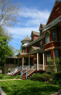 Red brick houses in Oak Park clipart