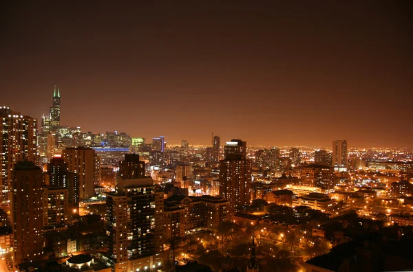Chicago hava gece görünümü — Stok fotoğraf