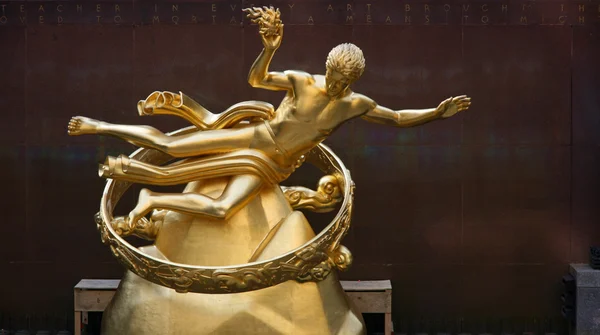 Gilded Prometheus statue — Stok fotoğraf