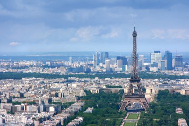 Eiffel tower and la Defense aerial clipart