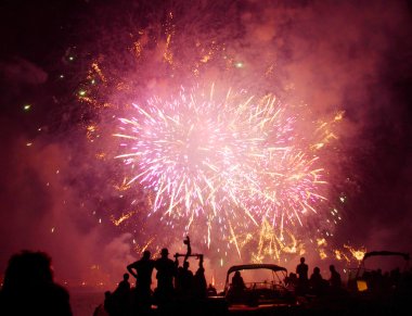 Fireworks over water in Venice clipart