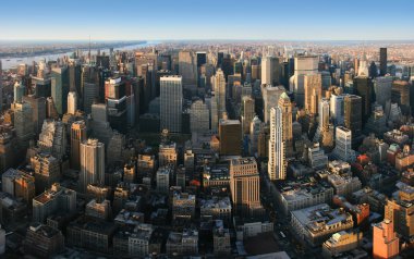 Aerial panoramic view over Manhattan clipart