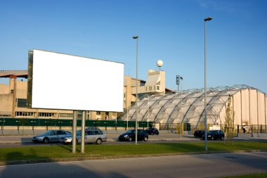 Blank billboard outside stadium clipart