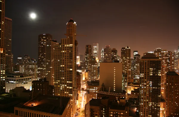 Chicago downtown aerial night view — Stock Photo, Image