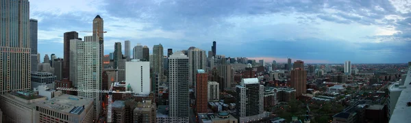 Chicago aerial pano at dusk — Stock Photo, Image