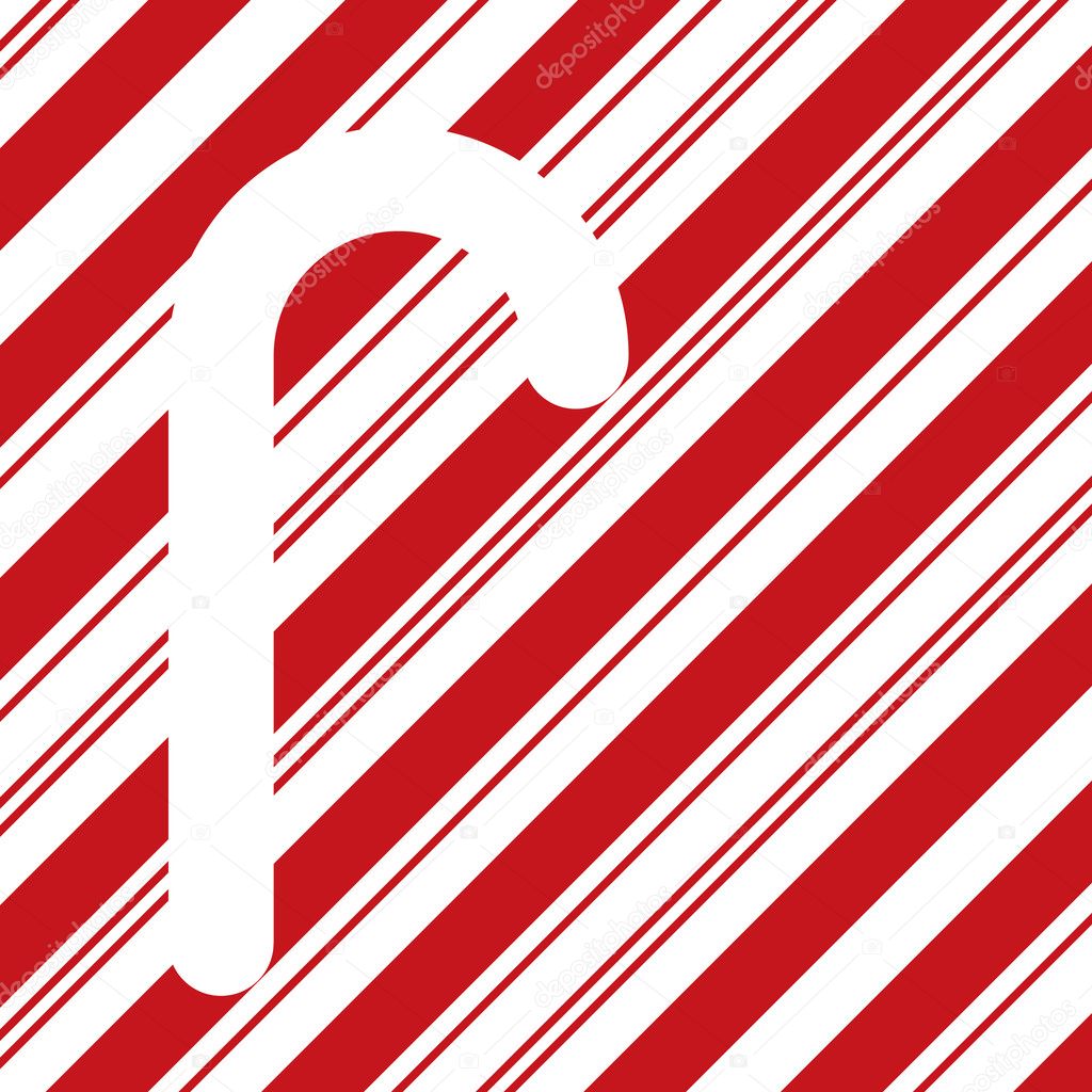 Candy cane silhouette on red stripes
