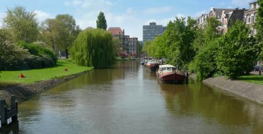 Canal and houses clipart