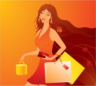 Shopping girl clipart